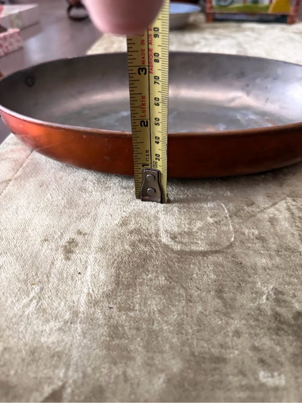 Round Copper-Tone Serving Tray with Handles